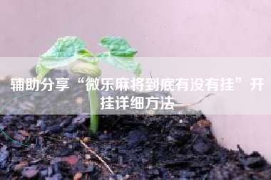 辅助分享“微乐麻将到底有没有挂	”开挂详细方法