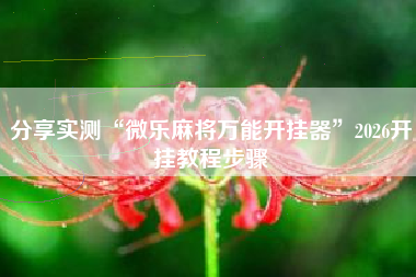 分享实测“微乐麻将万能开挂器”2026开挂教程步骤