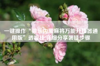 一键操作“微乐内蒙麻将万能开挂器通用版	”透视挂!详细分享装挂步骤