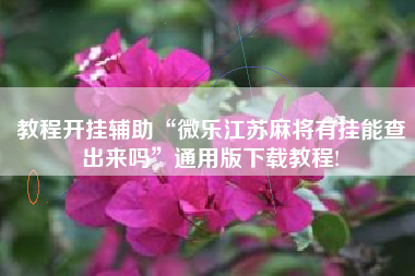 教程开挂辅助“微乐江苏麻将有挂能查出来吗”通用版下载教程!