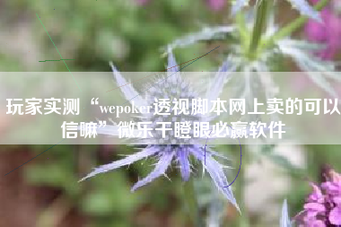 玩家实测“wepoker透视脚本网上卖的可以信嘛	”微乐干瞪眼必赢软件