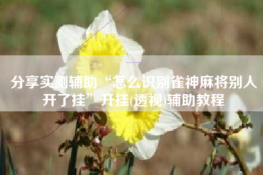 分享实测辅助“怎么识别雀神麻将别人开了挂”开挂(透视)辅助教程