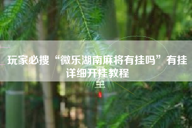 玩家必搜“微乐湖南麻将有挂吗”有挂详细开挂教程
