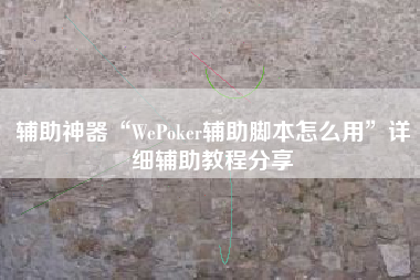辅助神器“WePoker辅助脚本怎么用	”详细辅助教程分享