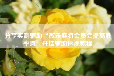 分享实测辅助“微乐麻将会员会提高胜率嘛”开挂辅助透视教程