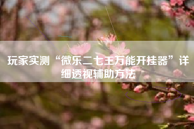 玩家实测“微乐二七王万能开挂器”详细透视辅助方法 玩家实测“微乐二七王万能开挂器”详细透视辅助方法