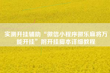 实测开挂辅助“微信小程序微乐麻将万能开挂”附开挂脚本详细教程