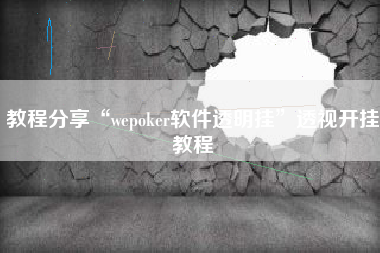 教程分享“wepoker软件透明挂”透视开挂教程