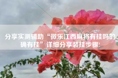 分享实测辅助“微乐江西麻将有挂吗的确有挂”详细分享装挂步骤!