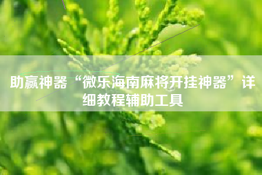 助赢神器“微乐海南麻将开挂神器”详细教程辅助工具