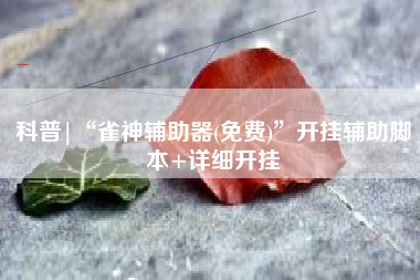 科普|“雀神辅助器(免费)”开挂辅助脚本+详细开挂