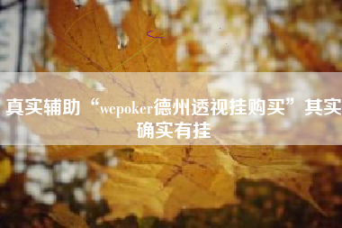 真实辅助“wepoker德州透视挂购买”其实确实有挂