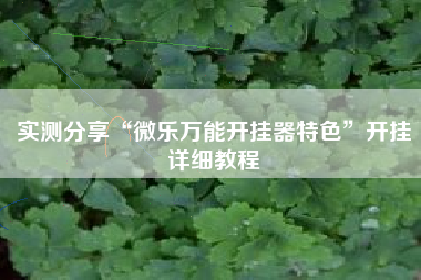 实测分享“微乐万能开挂器特色	”开挂详细教程