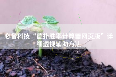 必备科技“德扑胜率计算器网页版”详细透视辅助方法