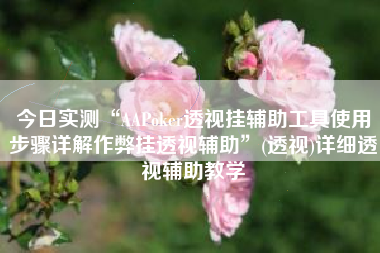 今日实测“AAPoker透视挂辅助工具使用步骤详解作弊挂透视辅助	”(透视)详细透视辅助教学