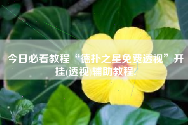 今日必看教程“德扑之星免费透视”开挂(透视)辅助教程!