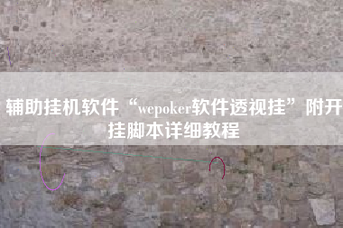 辅助挂机软件“wepoker软件透视挂”附开挂脚本详细教程