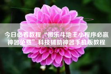 今日必看教程“微乐斗地主小程序必赢神器免费	”科技辅助神器手机版教程