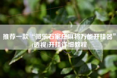 推荐一款“微乐石家庄麻将万能开挂器”(透视)开挂详细教程 推荐一款“微乐石家庄麻将万能开挂器”(透视)开挂详细教程
