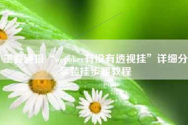 重要通报“wepoker有没有透视挂	”详细分享装挂步骤教程