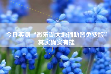 今日实测“微乐锄大地辅助器免费版	”其实确实有挂