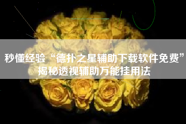 秒懂经验“德扑之星辅助下载软件免费”揭秘透视辅助万能挂用法