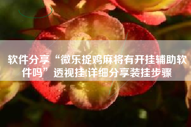 软件分享“微乐捉鸡麻将有开挂辅助软件吗”透视挂!详细分享装挂步骤