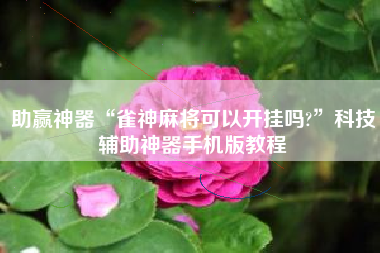 助赢神器“雀神麻将可以开挂吗?”科技辅助神器手机版教程