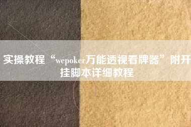 实操教程“wepoker万能透视看牌器”附开挂脚本详细教程