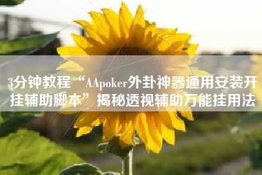 3分钟教程“AApoker外卦神器通用安装开挂辅助脚本	”揭秘透视辅助万能挂用法