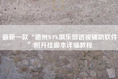 最新一款“德州WPK俱乐部透视辅助软件”附开挂脚本详细教程 最新一款“德州WPK俱乐部透视辅助软件”附开挂脚本详细教程