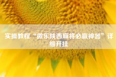 实操教程“微乐陕西麻将必赢神器	”详细开挂
