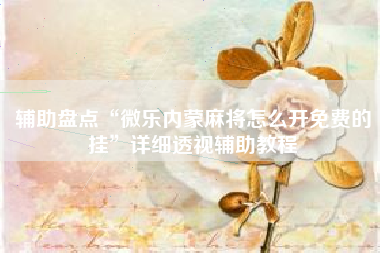 辅助盘点“微乐内蒙麻将怎么开免费的挂”详细透视辅助教程