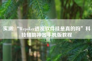 实测!“Wepoker透视软件挂是真的吗	”科技辅助神器手机版教程