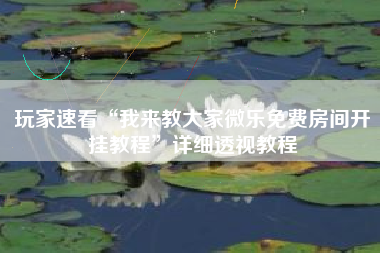 玩家速看“我来教大家微乐免费房间开挂教程”详细透视教程