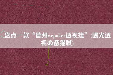 盘点一款“德州wepoker透视挂”(曝光透视必备猫腻)